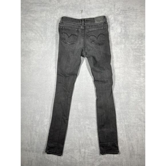 Levi's 711 Skinny Jeans Womens 28 Black Wash Denim Cotton Mid-Rise Distressed - Picture 7 of 7
